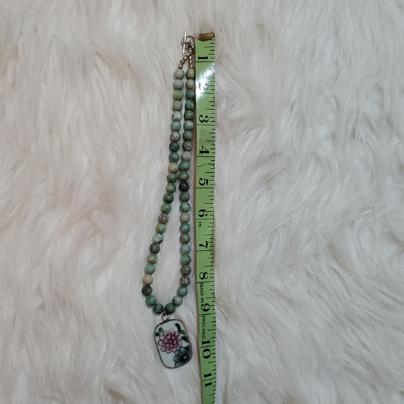 Teal beads floral necklace NEW - Picture 5 of 5